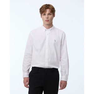 헤지스 남성 24FW 스테디셀러 화이트 버튼다운 면 긴팔캐주얼셔츠 WHSH4C103WT