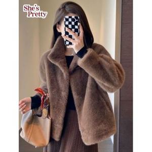 [쉬즈프리티]벨벳밍크페이크퍼코트 L까지_여성퍼코트