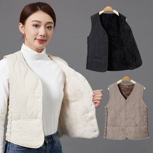 [GS특가]여성 경량 누빔 털안감 조끼 퀼팅 베스트