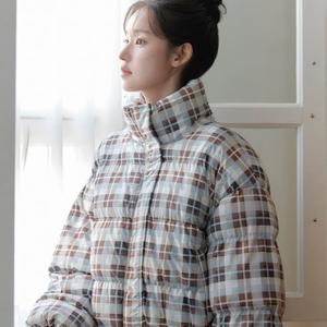 [마리끌레르][정가179,000]체크 하이넥 패딩(MAFDPD10NBR)