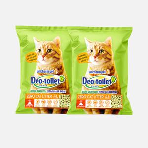[2개세트] LG유니참  데오토일렛 사막화 방지 소취항균 모래 4L 고양이 모래