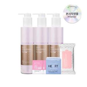 [선물세트] 질경이 홈쇼핑 부문 1등 여성청결제 데일리 에코아 워시 골드젤 200ml x3개+페미닌 티슈+팬티라이너(20개입)+젤샘플 x2개