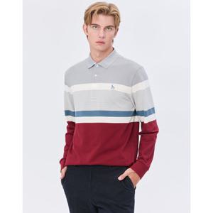 [TAG가 169000원]헤지스 남성 24FW 스테디셀러 레드 스트라이프배색 면 긴팔카라티셔츠 WHTS4C332R2