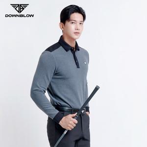 다운블로우 남성 스판 배색 카라 긴팔티셔츠 6204M
