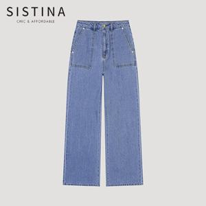 [SISTINA] 인기 포켓 포인트 와이드 데님 팬츠_ASMSLO21020_BL