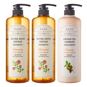 댕기머리 허벌 사카잉키 리페어 샴푸 1000ml 2개+아르간 트리트먼트 1000ml