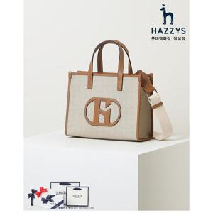 [헤지스]HIBA4F108I2_여성용 베이지 가죽 배색 여성 토트백 미디움