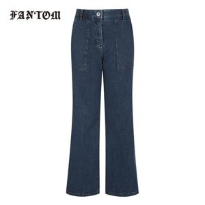 [팬텀] 여성 밴딩 세미 와이드 데님 팬츠