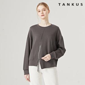 [탱커스]언발 지퍼 라운드 루즈핏 무지티셔츠 (TW4TS002L0)