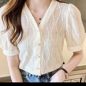블라우스 셔츠 퍼프소매 DJJ8511 큐트 스타일