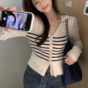 [리빌모아]여자 카라 니트 골지 브이 가디건 DMSW-CA-SHHE57-스