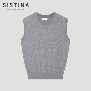 [SISTINA] 인기 플레인 라운드넥 슬리브리스 니트_ASKPOO31510_MG