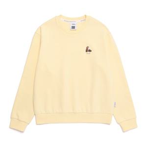 내셔널지오그래픽N251WSW040 여성 동물와펜 세미오버핏 크롭 맨투맨 BUTTER