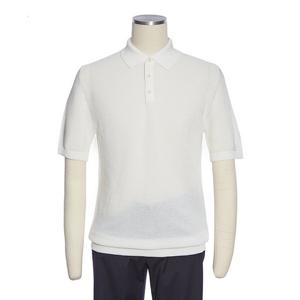 [레노마캐주얼]25년 S/S (한정수량) 화이트 시스루 쿨링 카라넥 반팔 니트 RQFPKT54ANW
