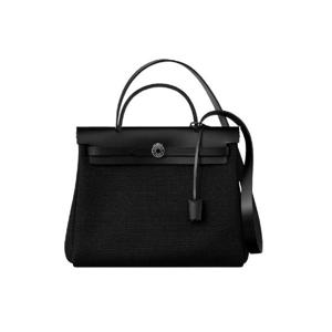 에르메스 에르백 집 31 래커 백 밀리터리 캔버스 헌터 카우하이드   팔라듐 하드웨어 누아 H079093CKAB