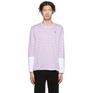 꼼데가르송 티셔츠 화이트   퍼플 하트 티셔츠 222246M213083