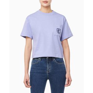 CK진  여성 박시 CK 크레스트 크롭 포켓 반팔 티셔츠(47B847G)