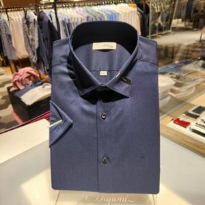 듀퐁셔츠 SE7MM21HS307SNY 구김이 적은 스트레치 반팔 슬림 핏 셔츠(반소매)