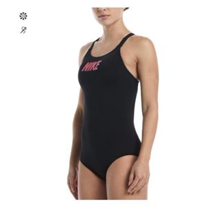 나이키스윔 NESSF054-001 여성 나이키 로고 그래픽 트레이스 패스트백 블랙 - 여성 수영복