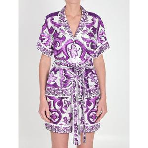 돌체앤가바나 마이올리카 프린트 실크 트윌 셔츠 F5G67T HI1TK