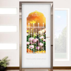 아트박스/꾸밈 co084-프로방스 현관문_(보라빛꽃)_현관문방문시