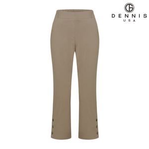 데니스골프 여성 인견혼방 8부 배색 단추 밴딩팬츠_베이지_RAQSLPT352