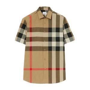 버버리 체크 코튼 반팔 셔츠 8079591 Beige