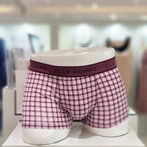 [엘르] 110) 와인 타탄 체크 아웃밴드 남성 드로즈 EDMDRA21WN