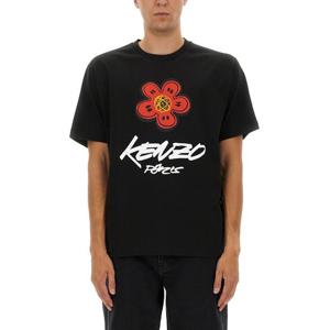 겐조 블랙 그래픽 프린트 크루넥 반팔 티셔츠 FF65TS2654SG 99J