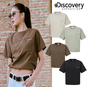 디스커버리 25SS 이월/할인/여성/고윤정 착장/냉감소재/프레시벤트 우븐 포켓 반팔티셔츠 DWRS9C053/DWRS9N053