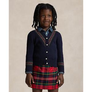 폴로 키즈 여아 2-6세 페어 아일 코튼 블렌드 브이넥 카디건(CWPOSWER6820564410)