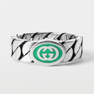 구찌 인터로킹 G 에나멜 6mm 실버 반지 701612 J8410 8414