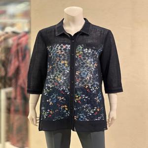 [벨리시앙]7부 슬리브 자수 배색 재킷 JK5210