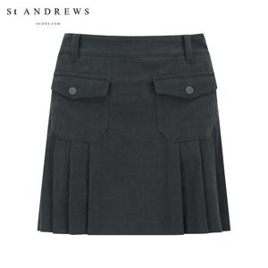 [세인트앤드류스] 여성 코듀로이 플랩 포켓 플리츠 큐롯 스커트 821E4PC002_GY