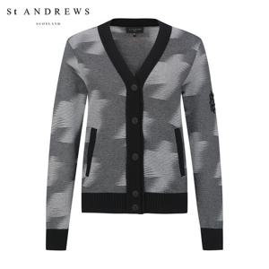 [세인트앤드류스] 여성 하운드투스 패턴 니트 가디건