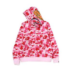 베이프 ABC 카모 샤크 하프 집 풀오버 후드 핑크 0ZXSWM114010N