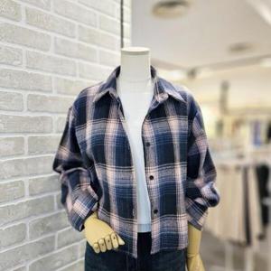 [레코브]LG41EYNB023X_체크 기모 크롭 남방