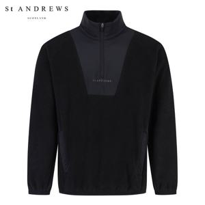 [세인트앤드류스] 남성 우븐 믹스 라글란 하프집업 플리스 긴팔티셔츠 811E4TR003_BK