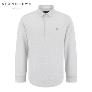 [세인트앤드류스] 남성 로고 패턴 자카드 긴팔티셔츠 811E3TSA25_WH