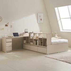 [에몬스]클로이 책상형 수납침대 프레임 SS