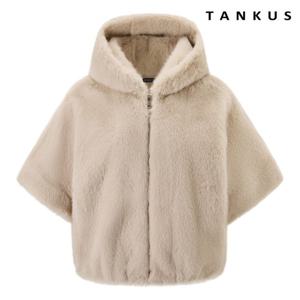 [탱커스] 페이크 퍼 후드 집업 밴딩 반팔 자켓 (TX4JK007L0)