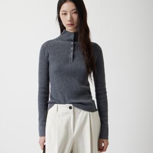 [주크] 하이넥 단추 슬림 풀오버