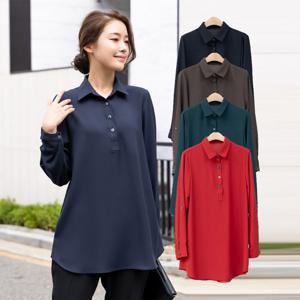 [모슬린]엄마옷 심플 반오픈 카라 블라우스 515FGH121 마담/중년