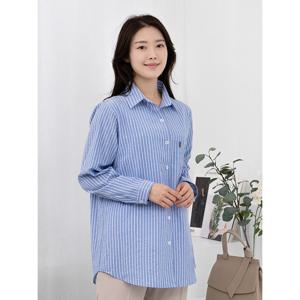 [모슬린]엄마옷 스트라이프 카라 면 긴팔 셔츠 515FGH020 마담/
