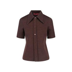 구찌 울 코튼 저지 셔츠 836442 Z7AXV 2063 Brown