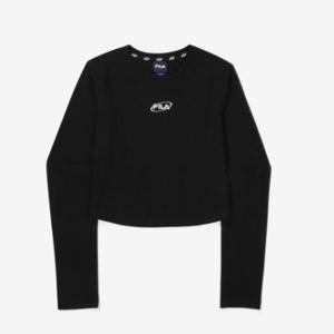 휠라 여성 헤리티지 크롭 라운드 긴팔티셔츠 FS2RLF3151F_BLK