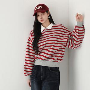 [피핀] 112721 스트라이프 양기모 카라 맨투맨