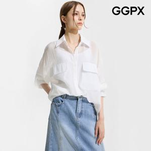 [지지피엑스]빅 포켓 시스루 버튼 셔츠 (GP6SH052F)