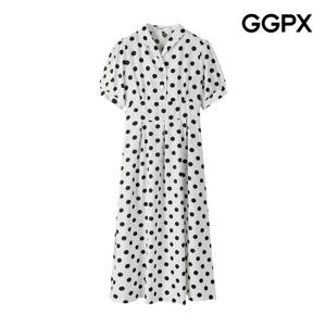 [지지피엑스]숄카라 도트 반팔 원피스 (GP5OP047F)