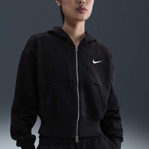 [국내매장] 나이키/여성긴팔/ 스포츠웨어 피닉스 플리스 여성 루즈 풀집 크롭 후디(HV2427-010)/EV